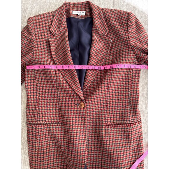 VTG 60s 70s Wool Blend Blazer Jacket Fall Winter Houndstooth Academia Women's 10 - Picture 4 of 8
